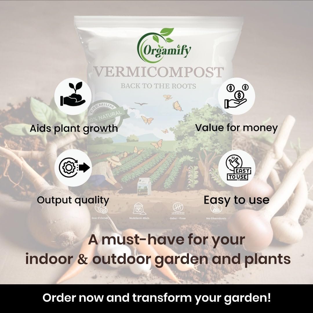 Orgamify Organic Vermicompost Fertilizer Manure for Plants - 10Kg - Image 4
