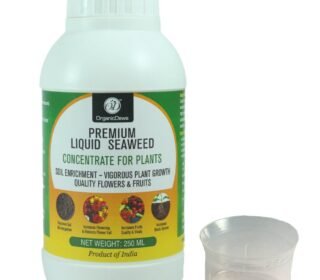 OrganicDews Liquid Seaweed Concentrate for Plants 250 ml with Measuring Cup 25 ml Fertilizer for All Indoor and Outdoor Plants 250 ml