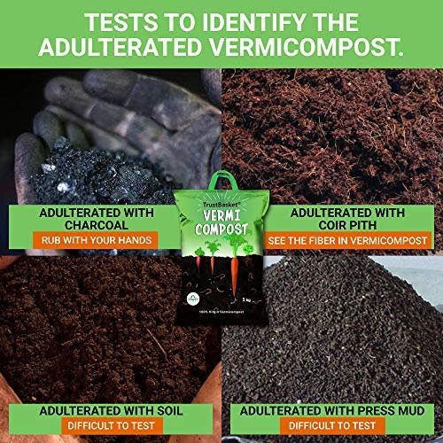 TrustBasket Organic Vermicompost Fertilizer Manure for Plants -20 kg & COCOPEAT Block - EXPANDS to 225 litres of Coco PEAT Powder (Set of Three 5kg Blocks) Combo - Image 3
