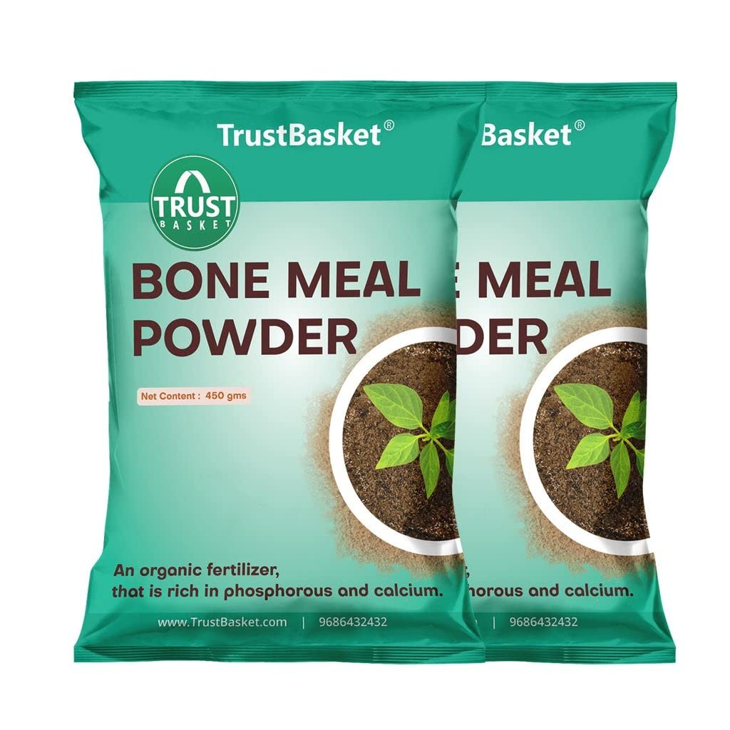 TrustBasket Bone Meal Fertilizer for Plants, 900 gm, Phosphorus and Calcium Rich | Fertilizer for Plants Home Garden | Steamed Bone Meal | Rich in | Natural Plant Fertilizer| 450 Grams (Set of 2)