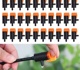 HASTHIP® 30 Pcs Mini Watering Nozzles for Irrigation System, Sprinklers for Slow Drip Irrigation System, 3 in 1 Adjustable Water Flow with Valve Control, Plant Bush Watering Nozzles Accessories