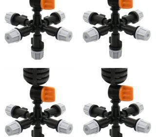 JERN® 5 Way Hanging Anti Drip Misting Nozzle Cross Atomizing Nozzle Fog Water Spray to Greenhouse Drip Irrigation with connectors (4 Nos. 5 Way Misting Nozzle)
