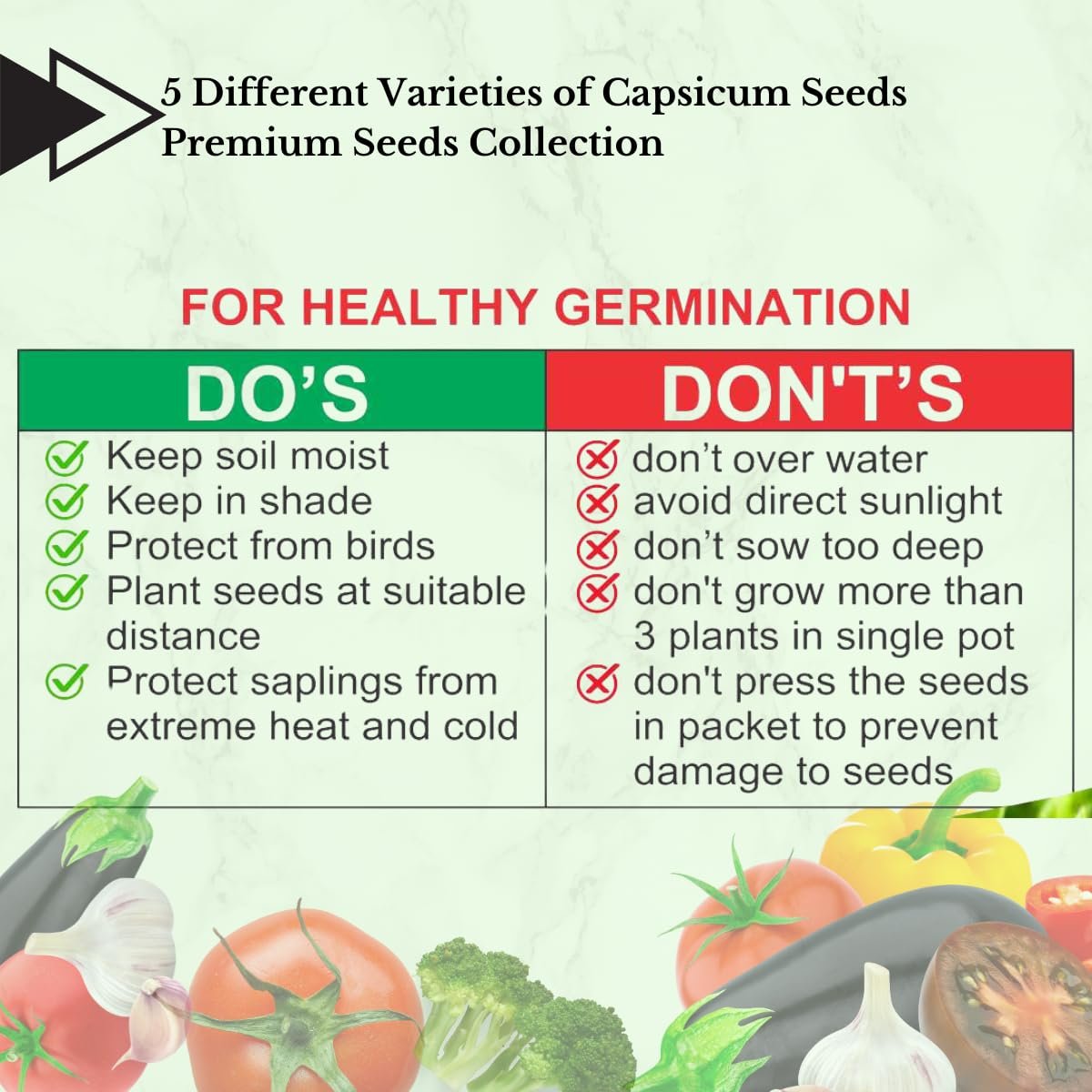 Saphirre Seeds Easy to Grow Capsicum Seeds Combo| 5 Different Varieties (Red, Yellow, Green, Brown, Orange)| 150 Seeds| Seeds for Home Garden| 90%+ Germination Rate - Image 2