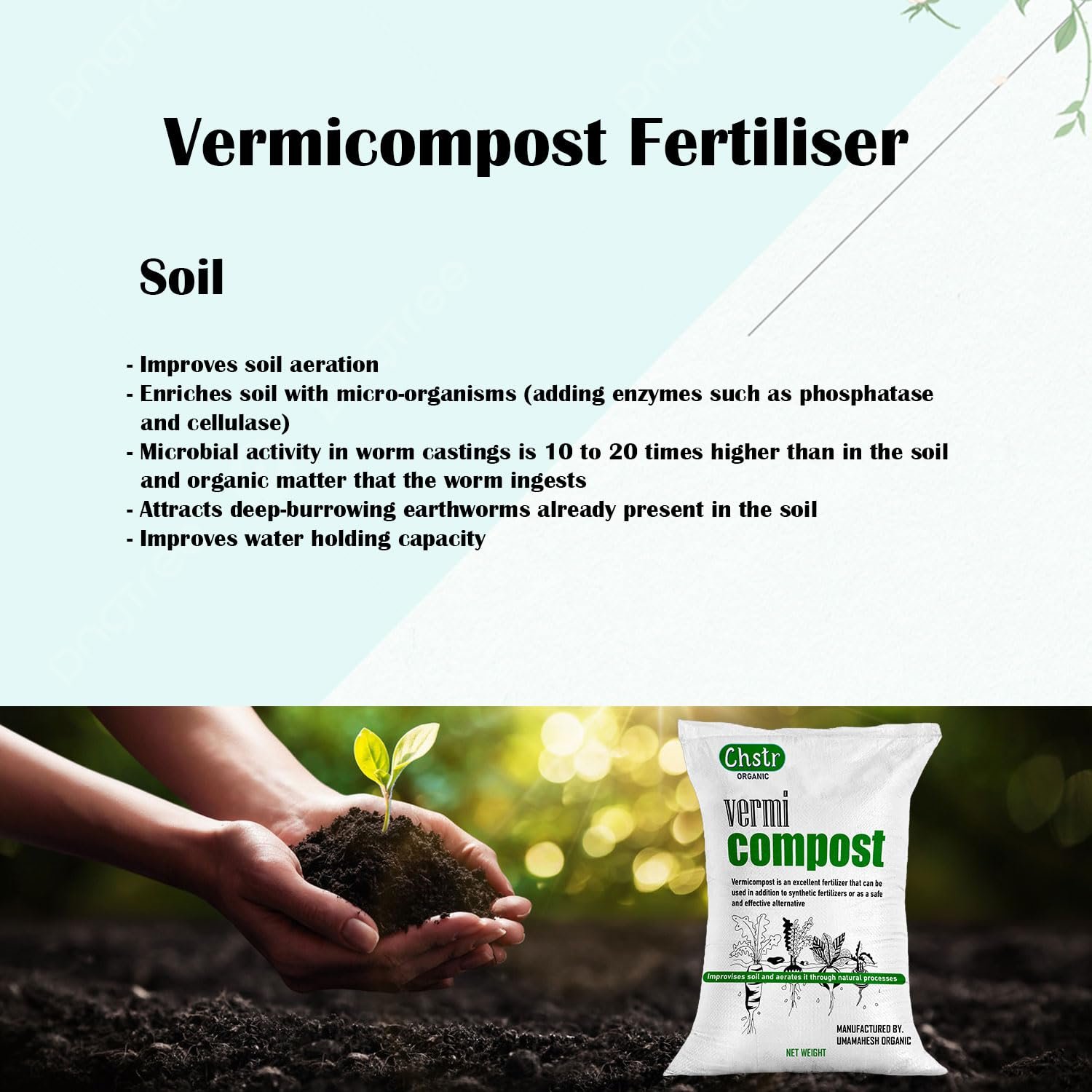 CHSTR Vermicompost Fertilizer Manure For Plants 5 Kg |Vermi compost for plant| Organic Manure for Plants | Fertilizer for Home Gardening | Natural Booster for Flowering Plant 5Kg - Image 5