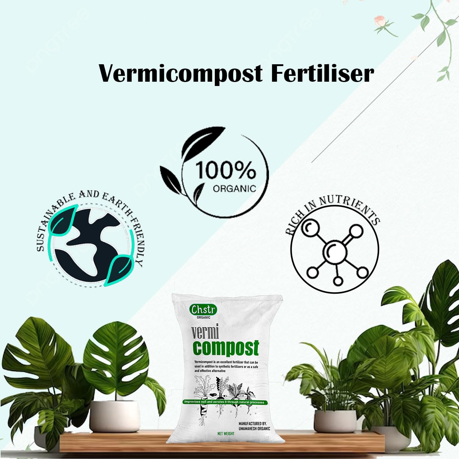 CHSTR Vermicompost Fertilizer Manure For Plants 5 Kg |Vermi compost for plant| Organic Manure for Plants | Fertilizer for Home Gardening | Natural Booster for Flowering Plant 5Kg - Image 7