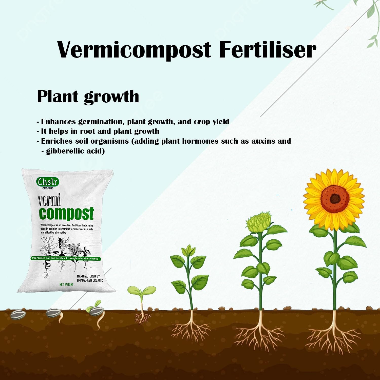 CHSTR Vermicompost Fertilizer Manure For Plants 5 Kg |Vermi compost for plant| Organic Manure for Plants | Fertilizer for Home Gardening | Natural Booster for Flowering Plant 5Kg - Image 4