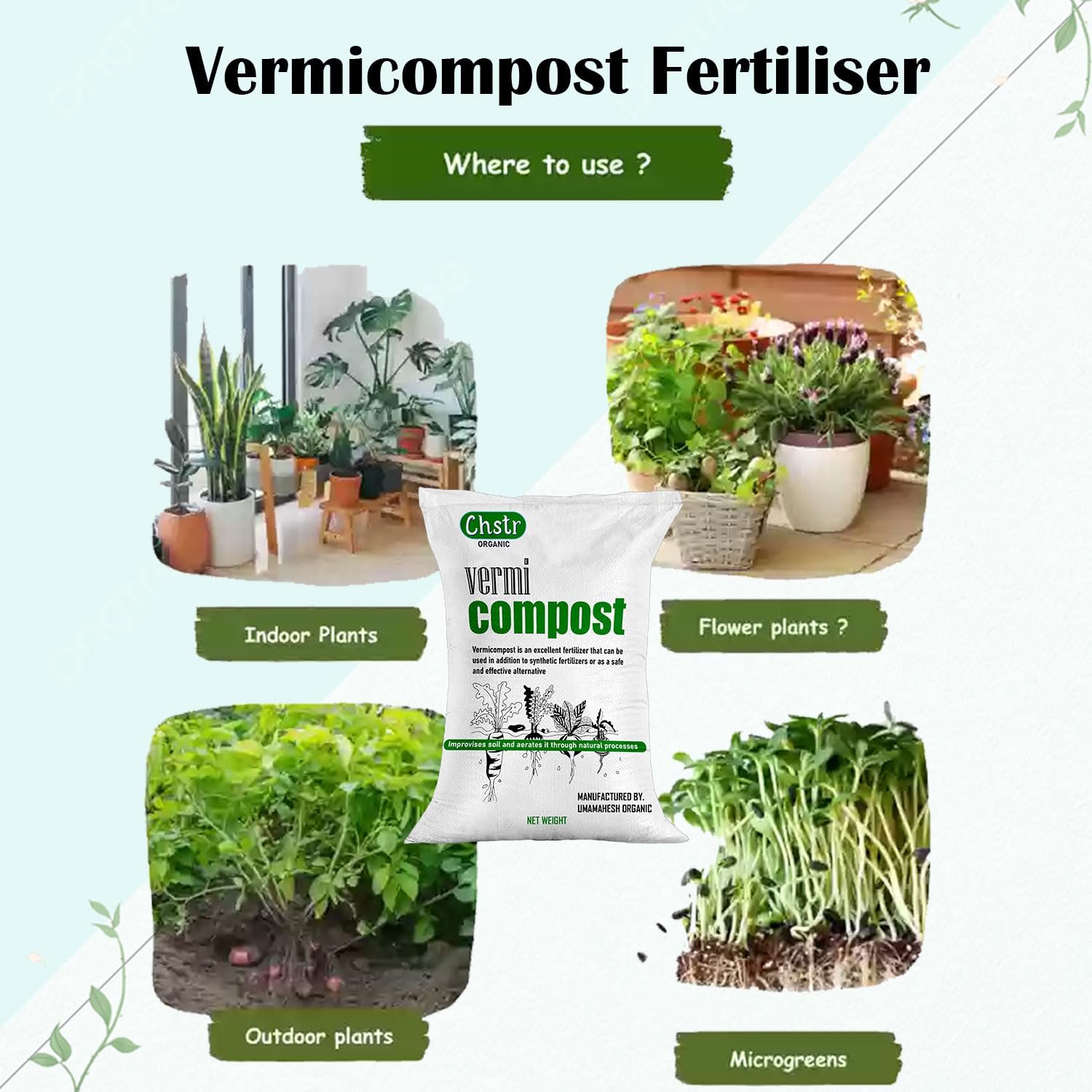 CHSTR Vermicompost Fertilizer Manure For Plants 5 Kg |Vermi compost for plant| Organic Manure for Plants | Fertilizer for Home Gardening | Natural Booster for Flowering Plant 5Kg - Image 2