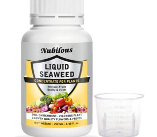 Nubilous 250 ML Liquid Seaweed Fertilizer Concentrate with Measuring Cup 25 ml for Indoor & Outdoor Plant - Growth Booster Plants Tonic For Speed Growth, Healthy Roots (250 ml (Pack of 1))