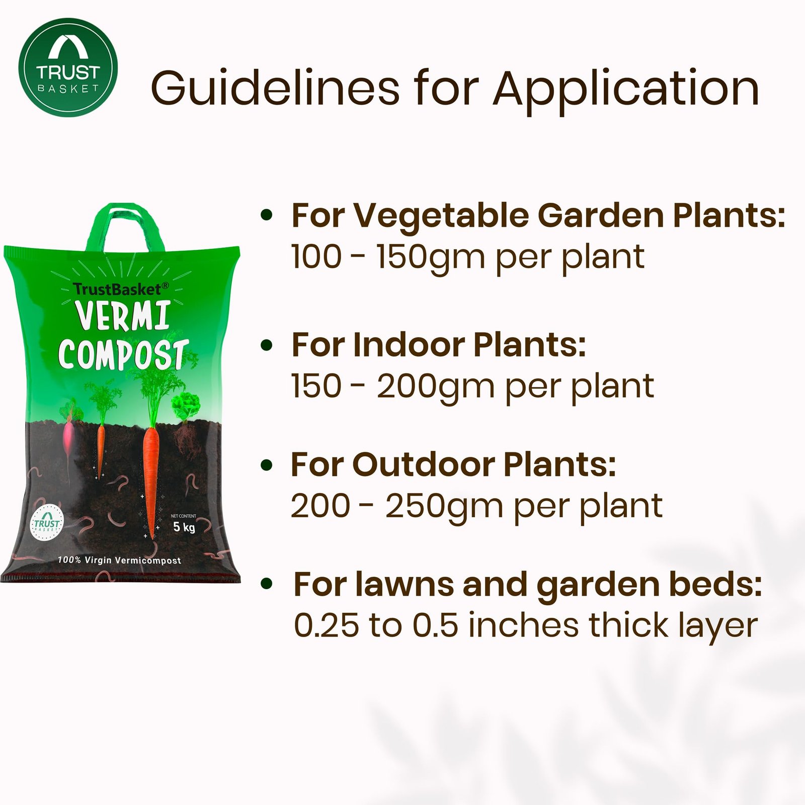 TrustBasket Vermicompost 10kg 100% Natural Organic Fertilizer for Plants, Nutrient-Rich Compost for Home Garden | Improves Plant Health, Water Retention & Soil Quality | Ideal for All Gardening Needs - Image 3