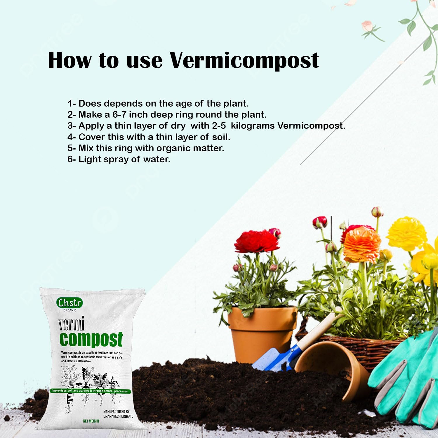 CHSTR Vermicompost Fertilizer Manure For Plants 5 Kg |Vermi compost for plant| Organic Manure for Plants | Fertilizer for Home Gardening | Natural Booster for Flowering Plant 5Kg - Image 6