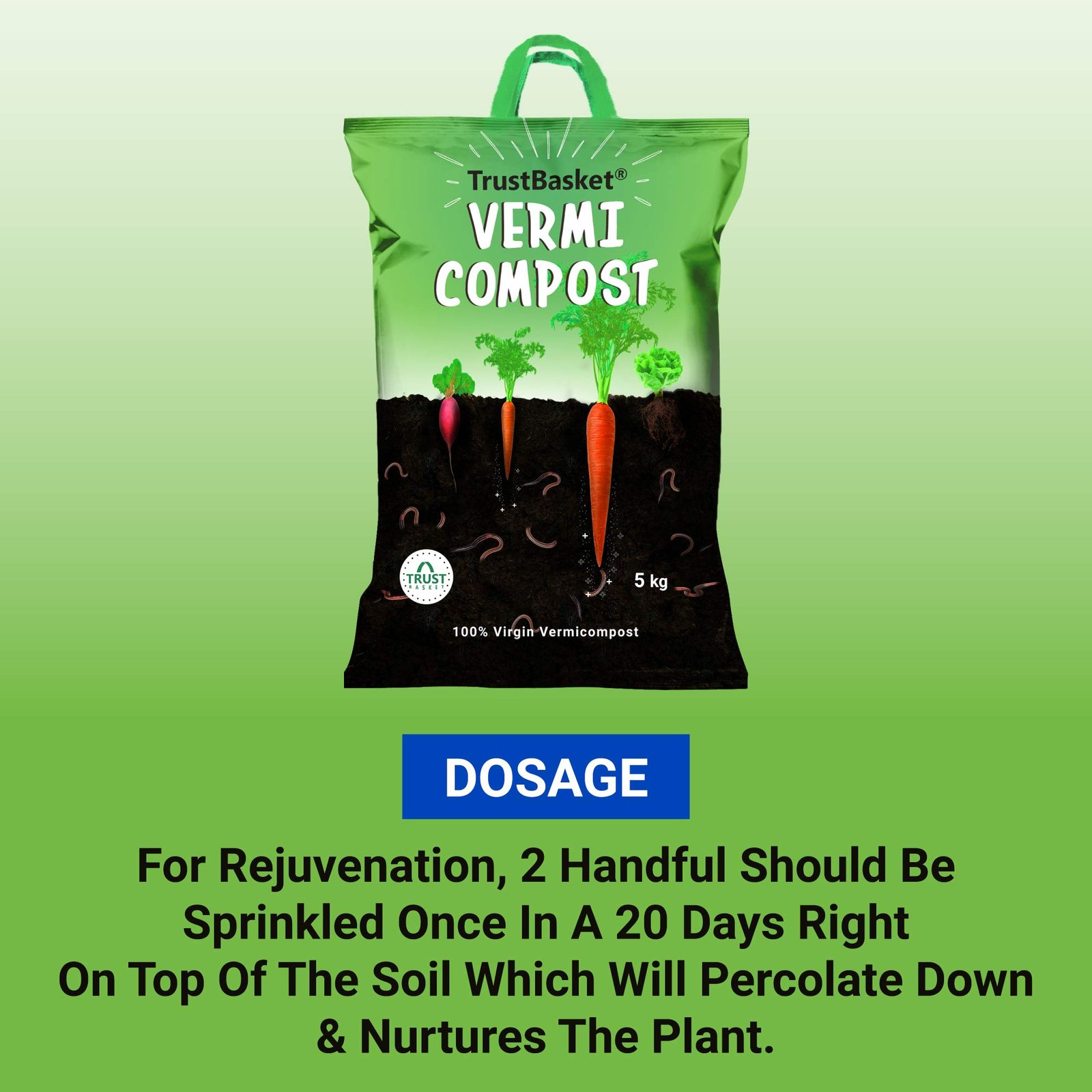 TrustBasket Organic Vermicompost Fertilizer Manure for Plants -20 kg & COCOPEAT Block - EXPANDS to 225 litres of Coco PEAT Powder (Set of Three 5kg Blocks) Combo - Image 4