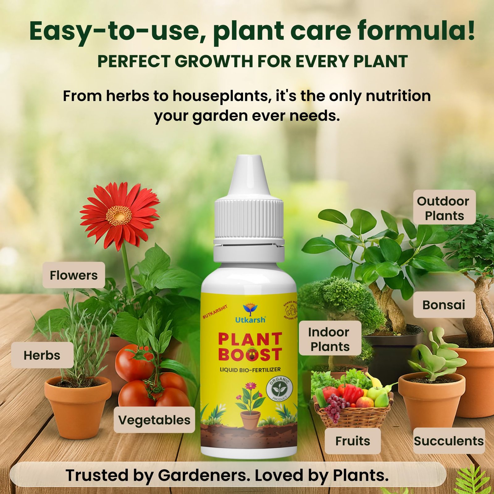 Utkarsh Plant Boost - Liquid Bio Fertilizer, Organic Growth Booster for Faster, Healthier Home Garden Plants, Ideal for Vegetables, Flowers, Herbs & Promotes Healthy Roots (Pack of 3 of 50 ml) - Image 6