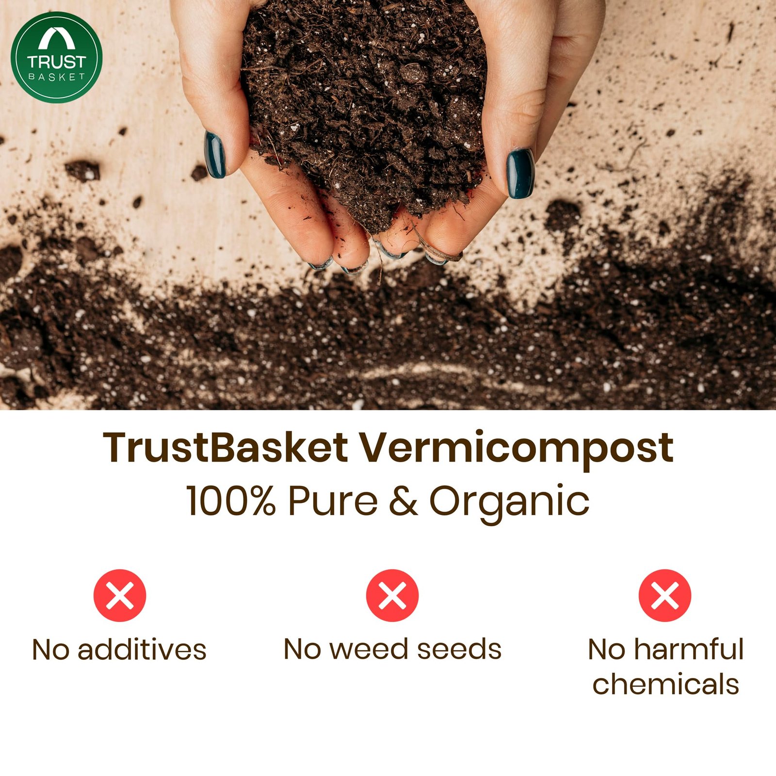 TrustBasket Vermicompost 10kg 100% Natural Organic Fertilizer for Plants, Nutrient-Rich Compost for Home Garden | Improves Plant Health, Water Retention & Soil Quality | Ideal for All Gardening Needs - Image 2
